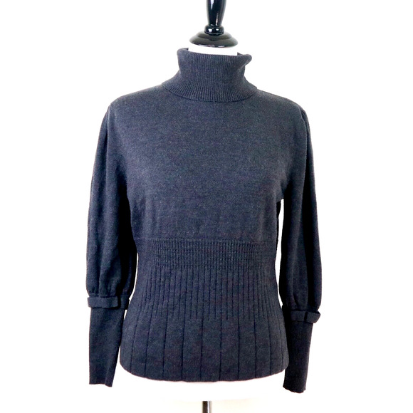 Pendleton Size Petite L Merino Wool Knit Sweater Turtleneck Gray - Picture 2 of 10